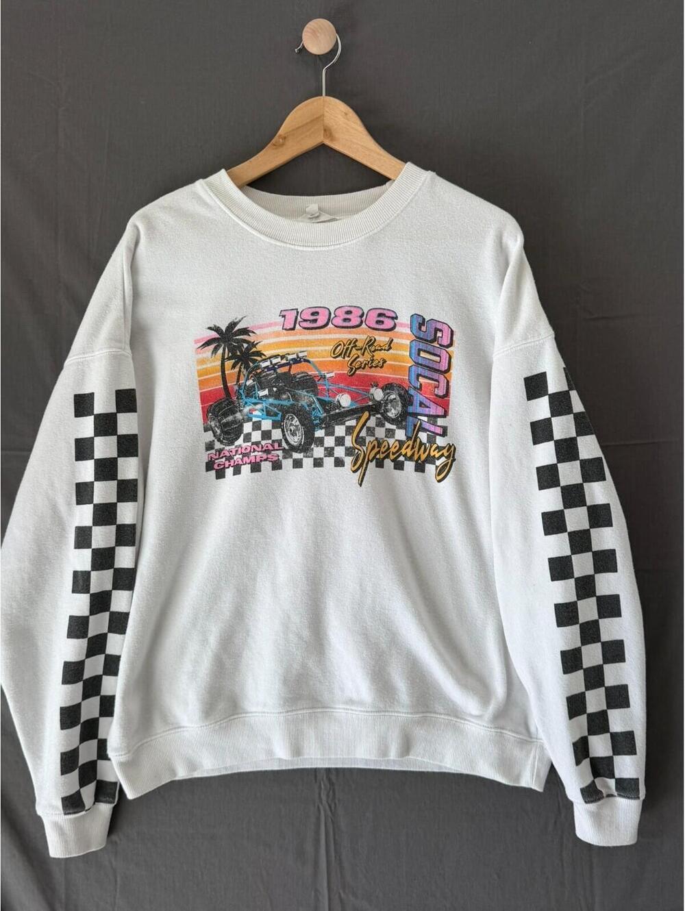 Ascot and Hart SoCal Speedway Sweatshirt Medium White 1986 Off Road Graphic Crew